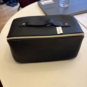 NWT - Chico's Black Cosmetic Case with Gold Accents